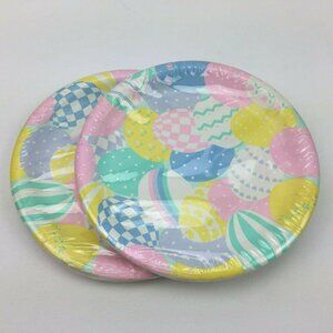 Vtg C A Reed Paper Art Pastel Easter Eggs Holiday Party 7" Paper Dessert Plates